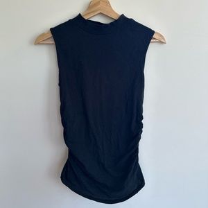 Something Navy Mock neck sleeveless top in black
